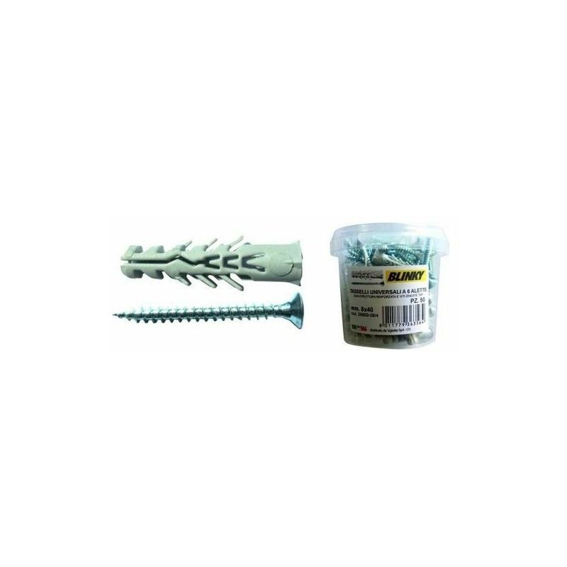 foto del prodotto tasselli blinky 6 alette secchio 100pz con vite mm. 6