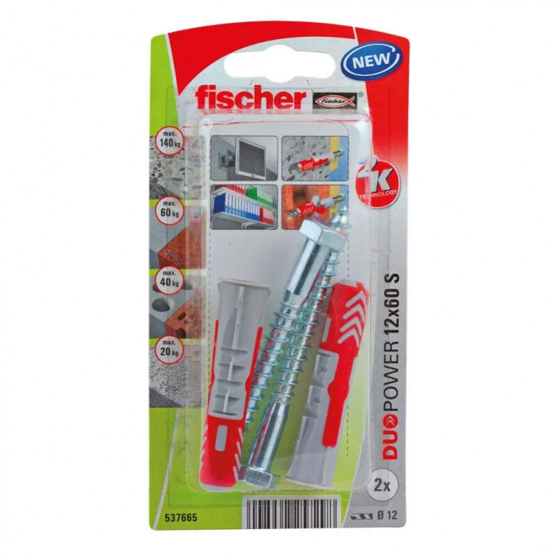 foto del prodotto tasselli duopower 12x60 con bullone di fissaggio 8x80, 2 pezzi