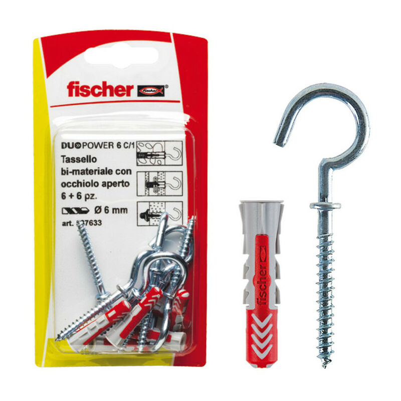 foto del prodotto tasselli duopower 6 c 1 k in blister con occhiolo aperto