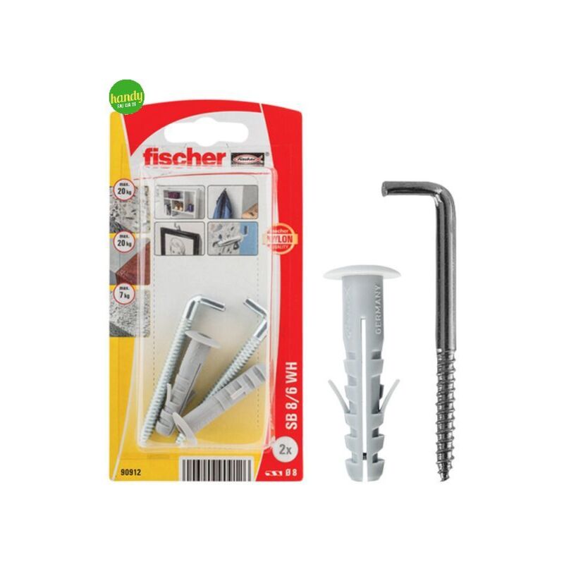 foto del prodotto tasselli ganci dritti fischer sb 8 6 wh k 8 mm 4 pz max 40 kg
