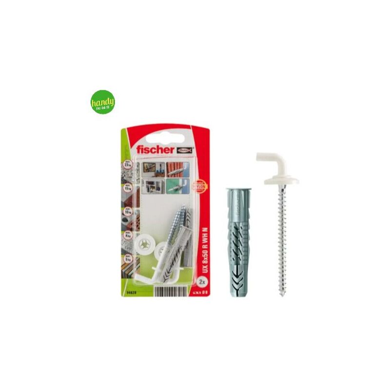 foto del prodotto tasselli gancio dritto fischer bianco ux 8 x 50 r wh n k 8 mm 4 pz