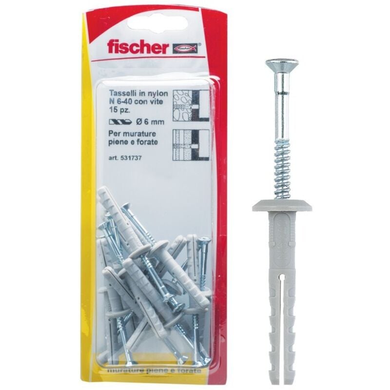 foto del prodotto tasselli nylon n 6x40 p k set 5 pezzi fischer