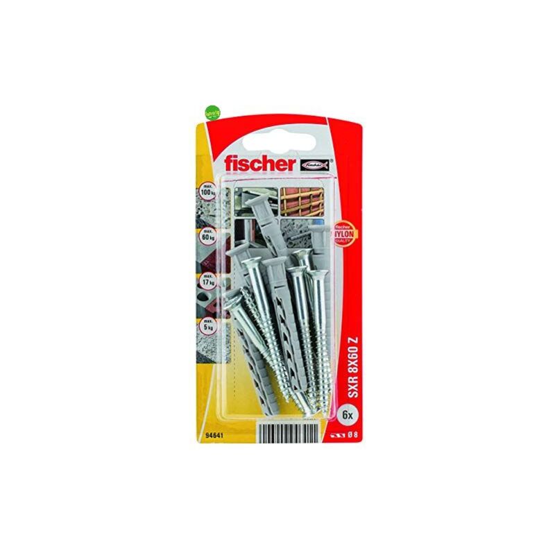 foto del prodotto tasselli prolungati viti fischer sxr 6 x 60 z k a percussione 6 mm 12 pz