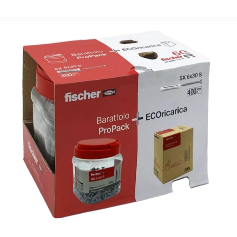 foto del prodotto tasselli sx 8x40 s refill pack 200pz 00570217 fischer
