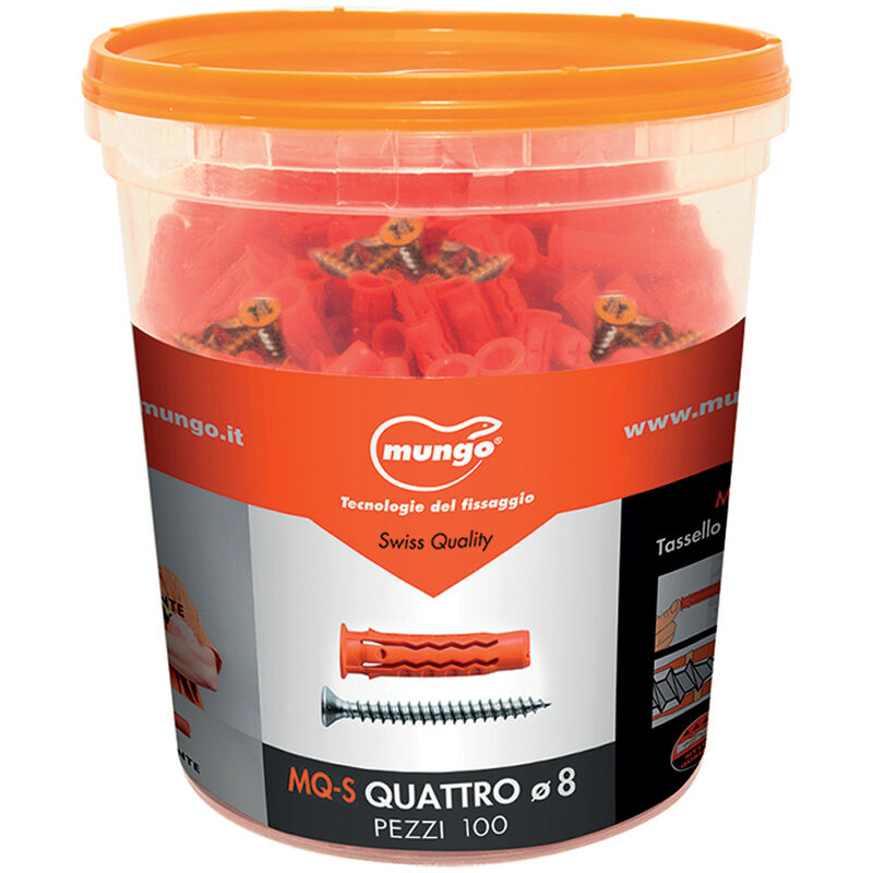 foto del prodotto tasselli universali in nylon vite truciolare 8x40mm secchio 100pz mq s8 mungo