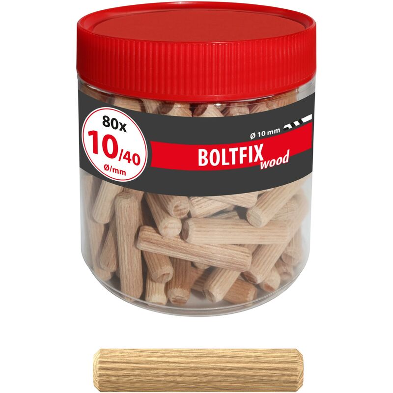 foto del prodotto tassello di legno boltfix wood 10x40 mm, tassello ondulato in faggio massiccio, 80 pz, 015200181