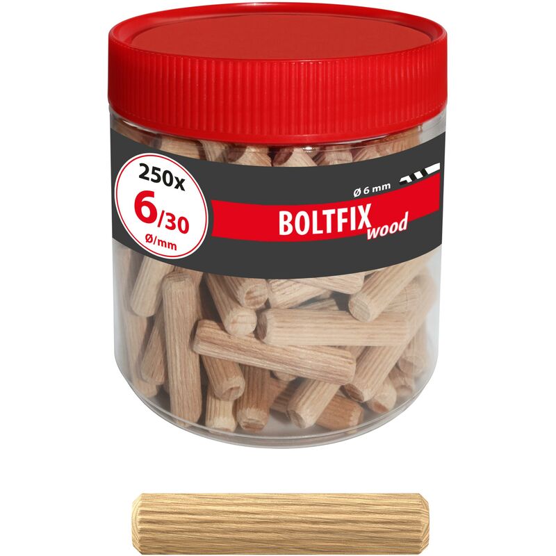 foto del prodotto tassello di legno boltfix wood 6x30 mm, tassello ondulato in faggio massiccio, 250 pz, 015200101