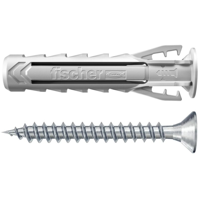 foto del prodotto tassello in nylon ad espansione sx plus 5x25 con collo e viti, tutti i materiali blister di 25 fischer