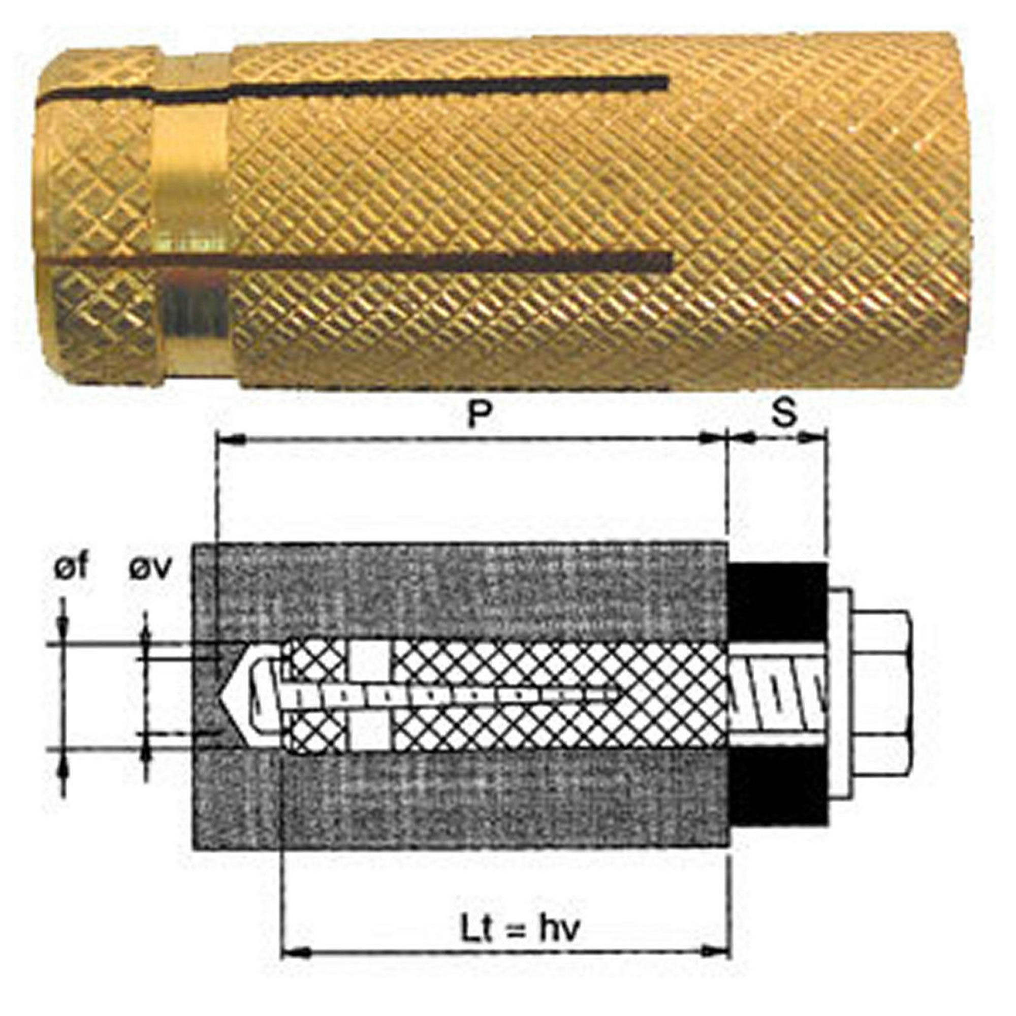 foto del prodotto tassello in ottone po m 6x24 fischer per viti a filettatura metrica 100 pezzi