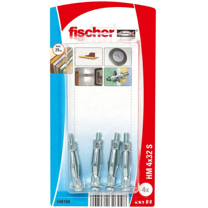 foto del prodotto tassello metallico per corpo cavo hm 4x32 s con vite 4x40mm, 4 pezzi