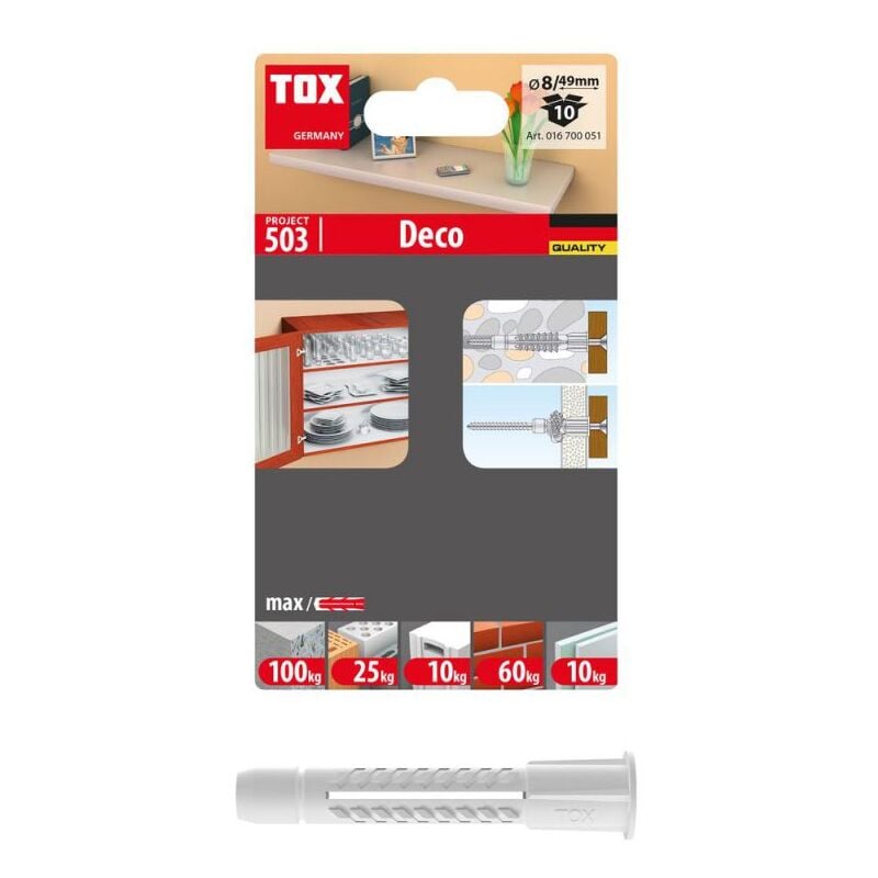 foto del prodotto tassello multiuso deco 8 49 in blister 10 pezzi 16700051 tox