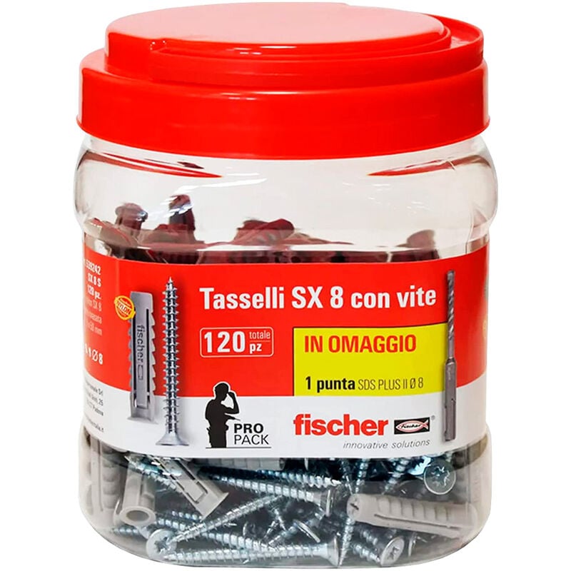 foto del prodotto tassello nylon con vite sx 8 s 120 pz fischer con punta sds plus ii