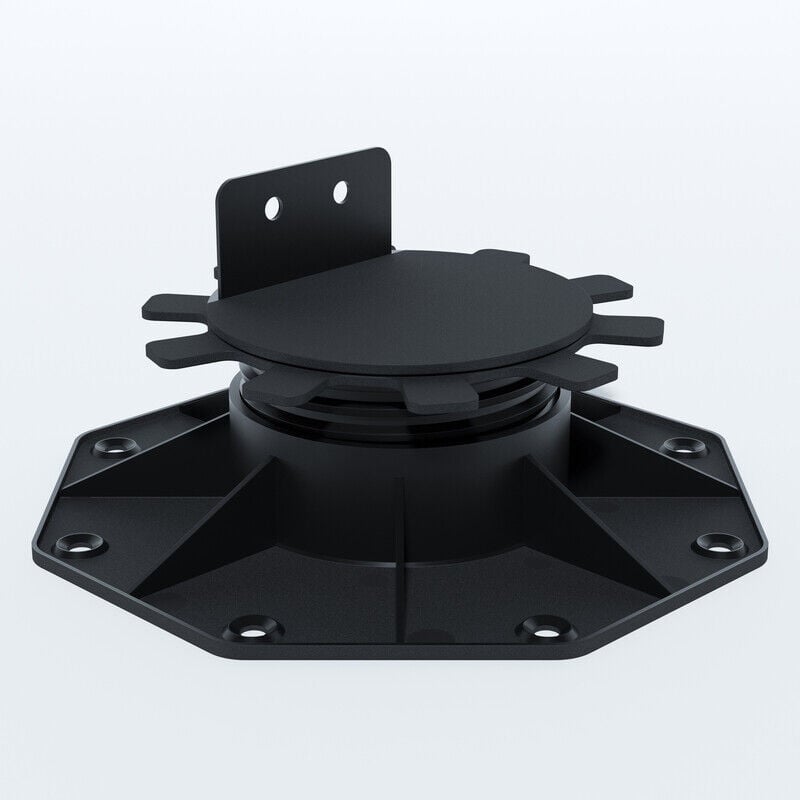 foto del prodotto tassello regolabile da 30 a 60 mm per terrazzo in legno e composito colore nero, superficie coperta in m2 0.09