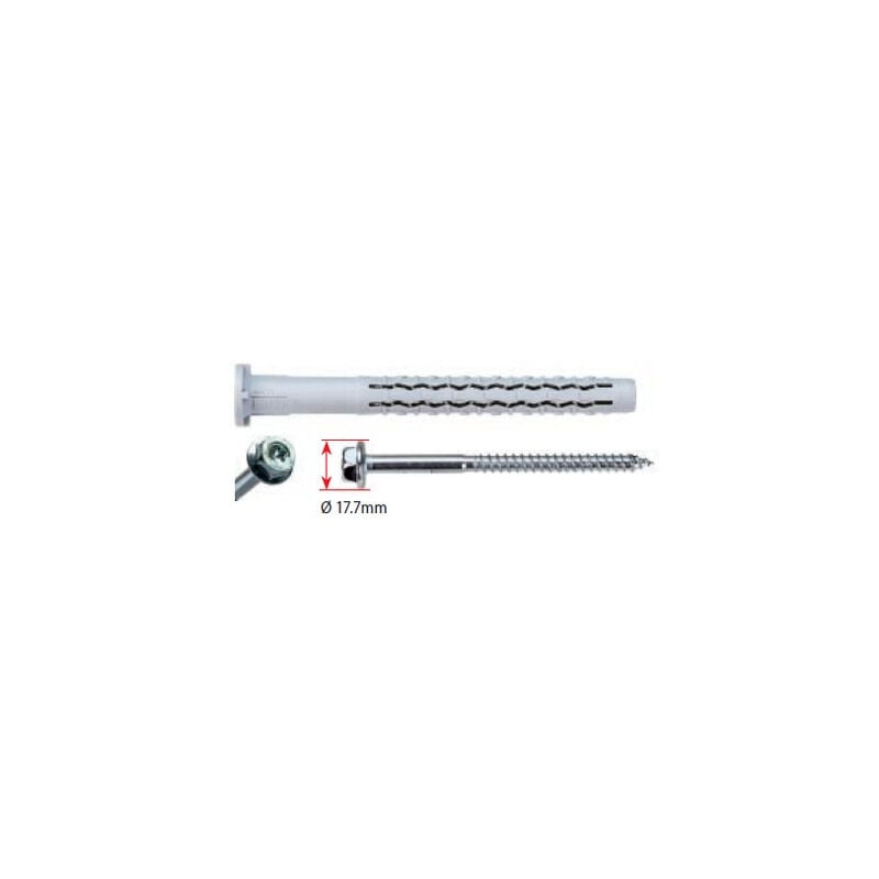 foto del prodotto tassello universale lungo in nylon gx l g b 10x100 mm vite in zinco a testa esagonale t40 con chiave 13 mm confezione da 50 97031