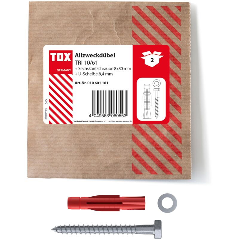 foto del prodotto tassello universale tri 10x61 mm con vite 2 pz. 