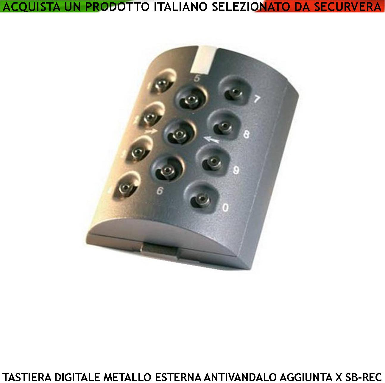 foto del prodotto tastiera digitale esterna metallo antivandalo be.play necessita della centralina be-rec 10 tasti numerici retroilluminati collegamento all'elaboratore con 2 fili struttura protetta ip54 aggiuntiva