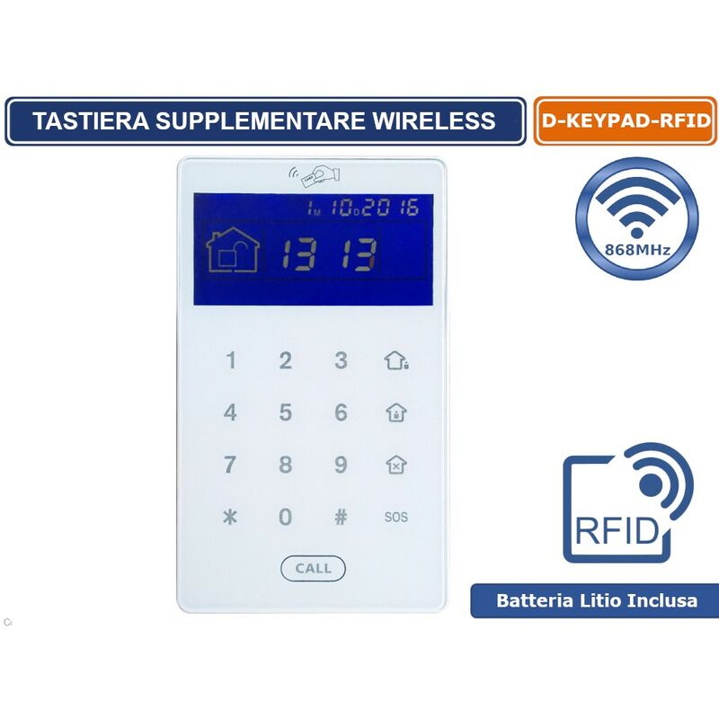 foto del prodotto tastiera keypad rfid wireless 868 mhz touch screen per centrale defender