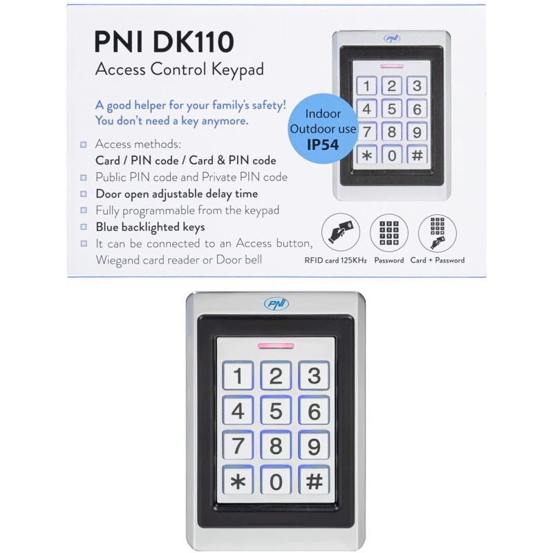 foto del prodotto tastiera per controllo accessi pni dk110, stand alone, esterno e interno, ip54