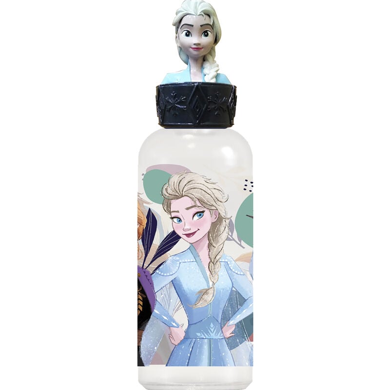 foto del prodotto tataway borraccia originale disney frozen 3d in plastica per bambini con coperchio decorato e personaggi dei cartoni animati.