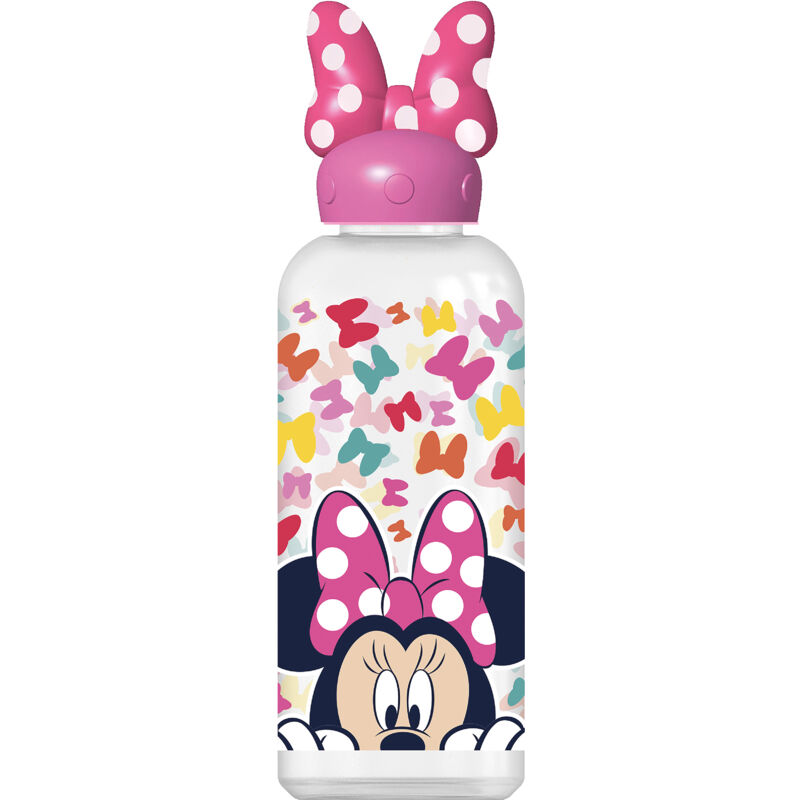 foto del prodotto tataway borraccia originale disney minnie per bambine da 560 ml con coperchio decorato e con una figura 3d di personaggi amati dai bambini.
