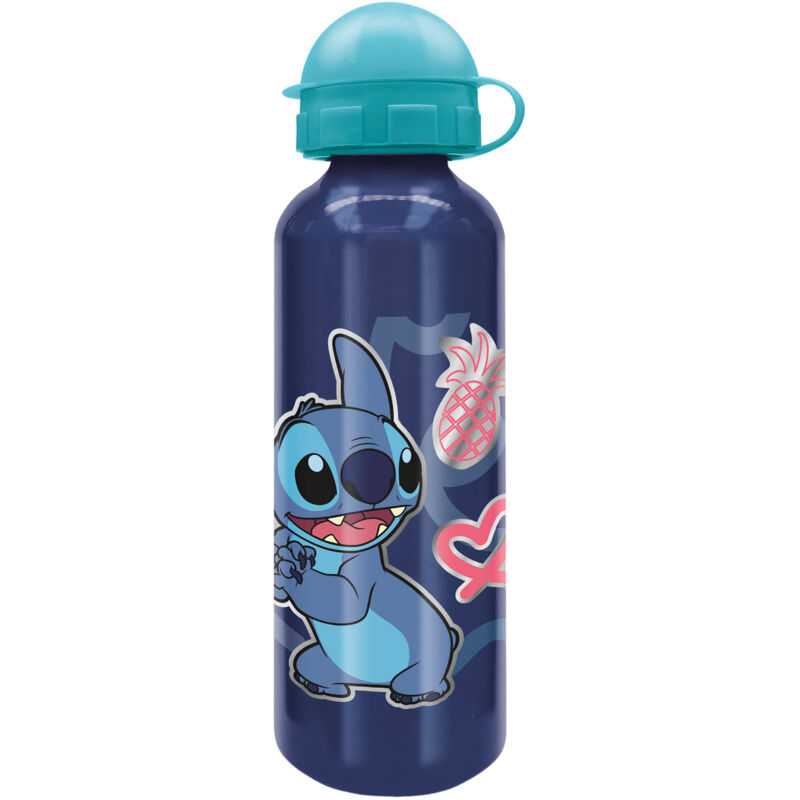 foto del prodotto tataway borraccia originale disney stitch in alluminio per bambini da 530 ml con beccuccio, tappo e coperchio di sicurezza.
