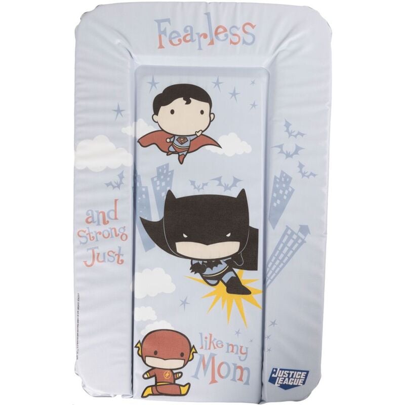 foto del prodotto tataway dc comics justice league piano cambio, materassino, morbido fasciatoio da tavolo per bambini e bambine con grafichedi superman, batman e