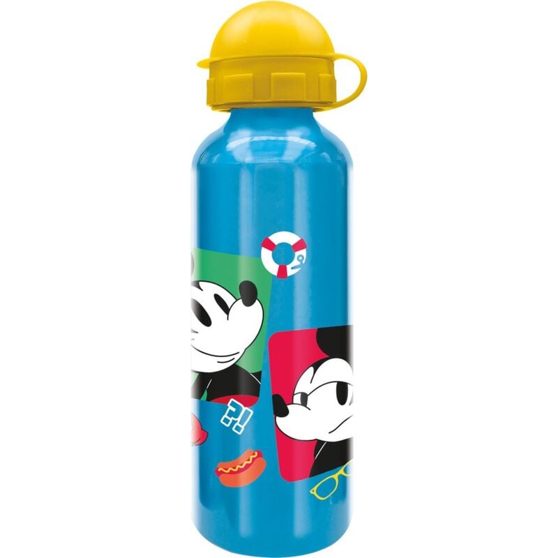 foto del prodotto tataway disney borraccia azzurra per bambini in alluminio mickey mouse topolino 530 ml con beccuccio e tappo di sicurezza