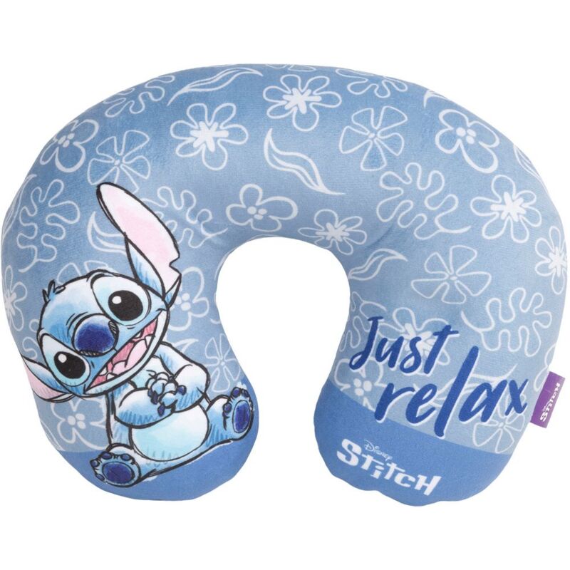 foto del prodotto tataway disney cuscino per collo da viaggio cervicale in tessuto con grafiche di stitch, bambini a partire dai 12 mesi, misure 32x26x9 cm
