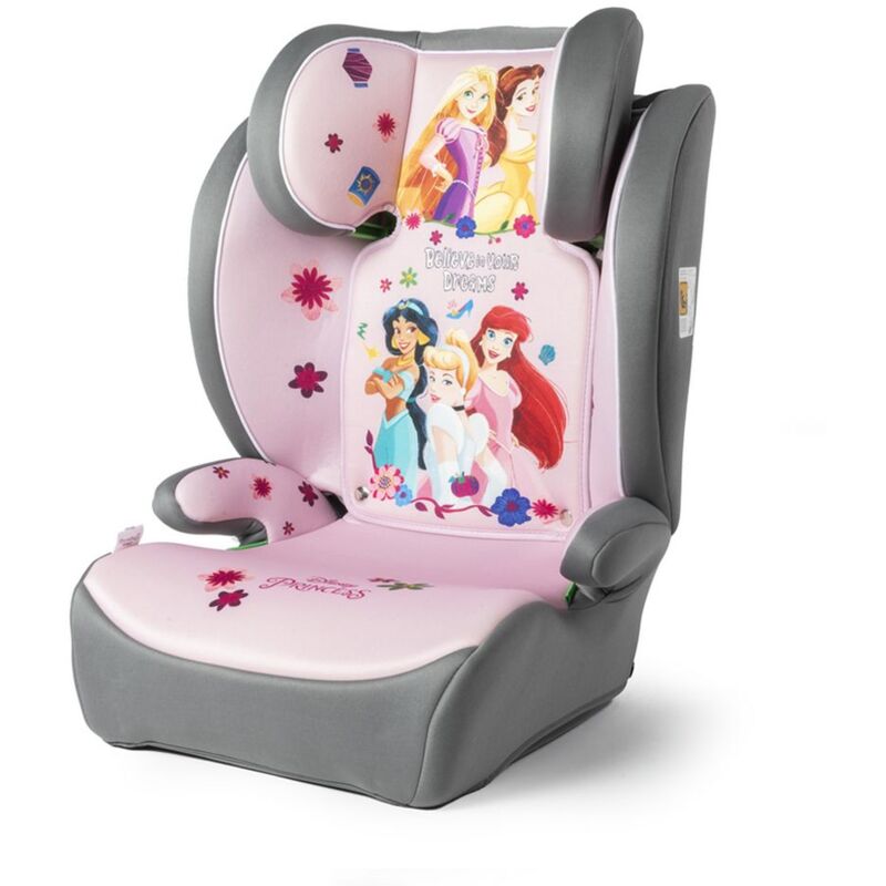 foto del prodotto tataway disney seggiolino auto principesse per la sicurezza delle bambine con altezza da 100 a 150 cm con grafiche di belle, rapunzel, jasmine,