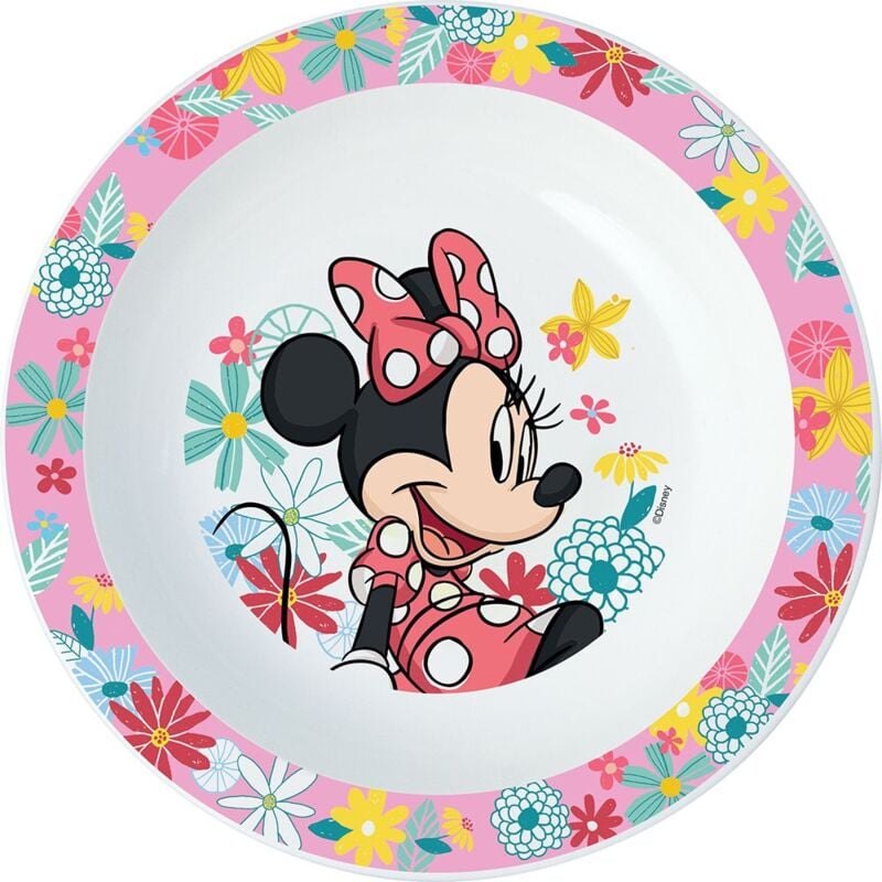 foto del prodotto tataway piatto fondo originale disney minnie in plastica rigida per bambini, adatto al microonde, lavabile e riutilizzabile.