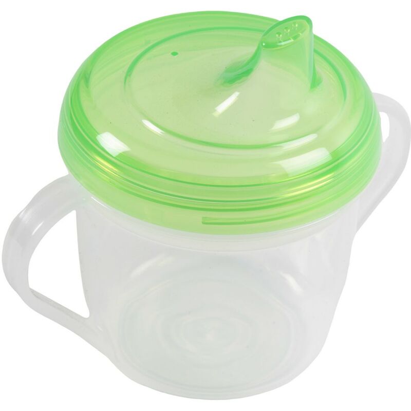 foto del prodotto tataway tazza bimbi in plastica, senza bpa, con due manici e un coperchio con beccuccio, lavabile e riutilizzabile