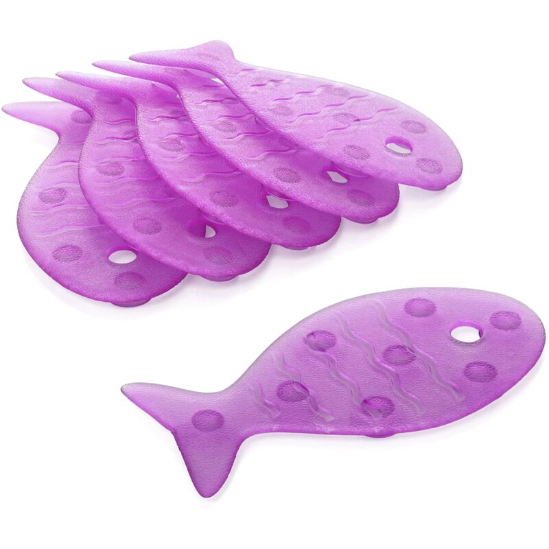 foto del prodotto tatay 5515005 pack de 6 pegatinas antideslizantes para ducha o ba era, dise o de peces, color berenjena