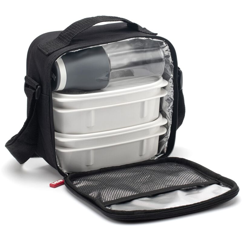 foto del prodotto tatay borsa termica porta pranzo, 3l capacit , con 2 contenitori alimentari da 0.5l e una bottiglia ermetica da 400ml, senza bpa, colore nero, 22.5 x