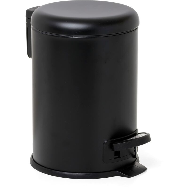 foto del prodotto tatay cestino da bagno con pedale in acciaio inossidabile con pedale, capacit 3l, interno rimovibile, chiusura ammortizzata, senza bpa, colore nero.