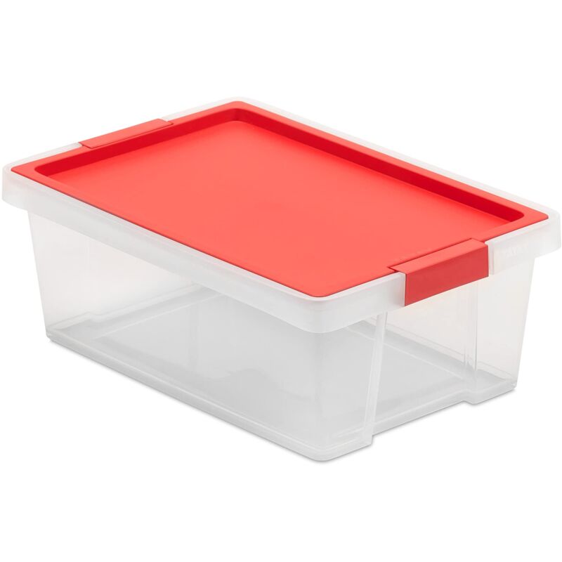 foto del prodotto tatay scatola portaoggetti con coperchio, capacit 7 l, con manici, coperchio in polipropilene riciclato, trasparente, senza bpa, colore rosso,