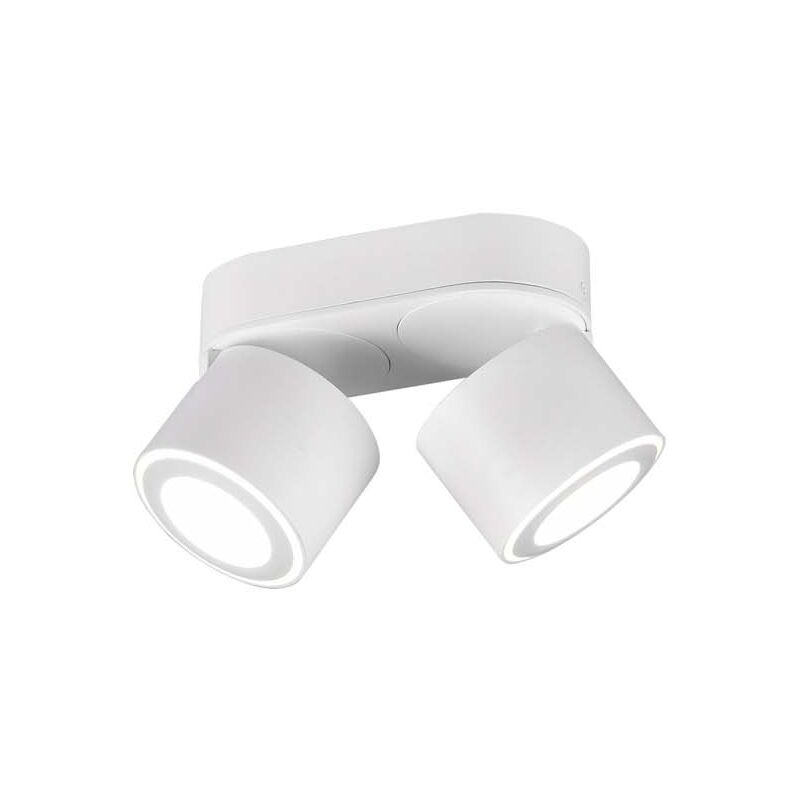 foto del prodotto taurus barra 2 spots led metallo bianco orientabile girevole biemissione interruttori separati l. 18cm