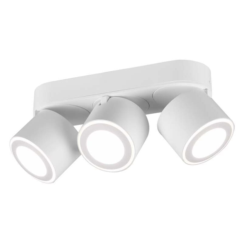 foto del prodotto taurus barra 3 spots led metallo bianco orientabile girevole biemissione interruttori separati l. 27cm