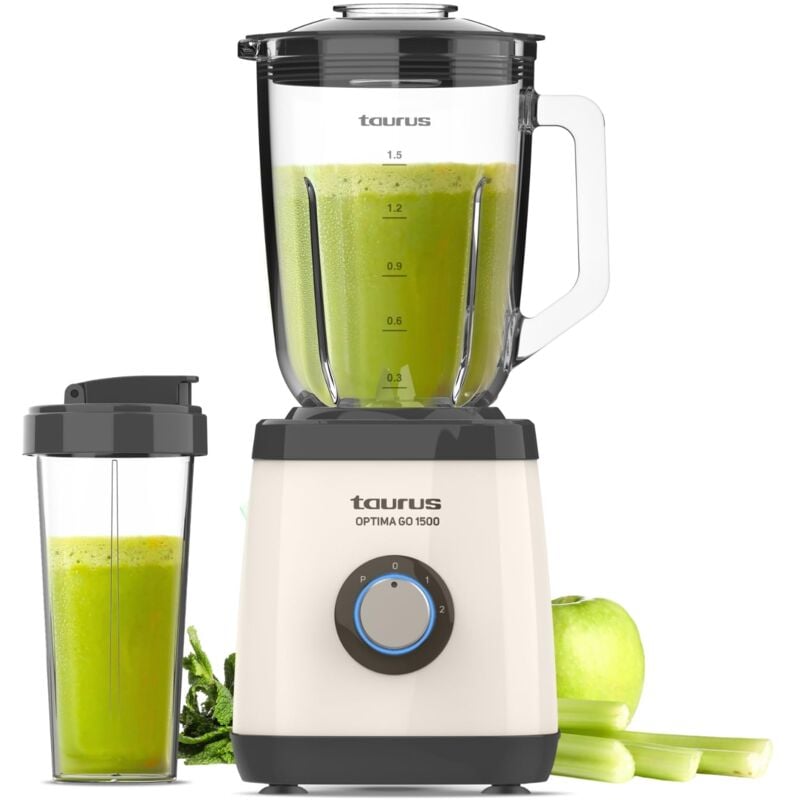 foto del prodotto taurus frullatore a bicchiere optima go 1500w bicchiere portatile 500ml lame a 4 fili 2 velocit turbo acciaio inossidabile antiscivolo sistema