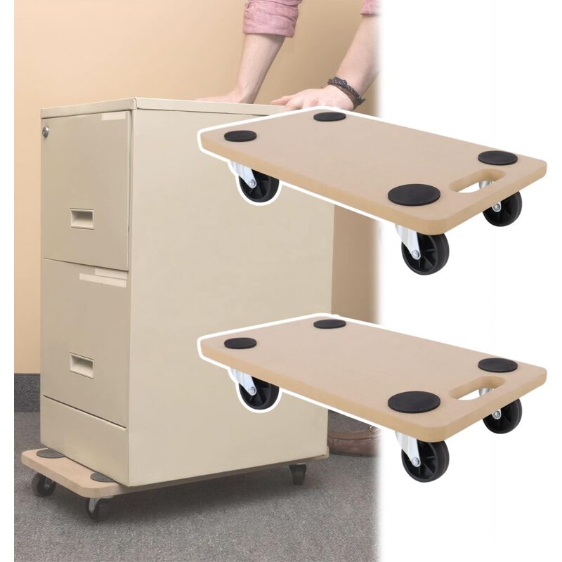 foto del prodotto tavola con rotelle 2x tavola con rotelle per trasporto 58 x 29 cm ruote per trasporto mobili con tappetino antiscivolo fino a 200 kg trasportatore