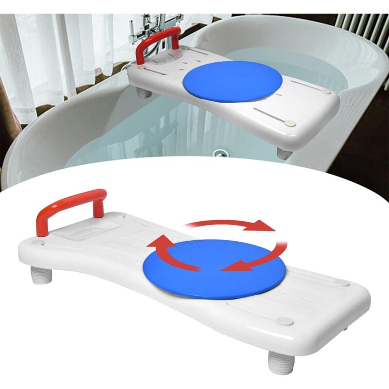 foto del prodotto tavola da bagno 75,5x34 cm sedile da bagno anziani adulti con piastra girevole a 360 tavola da bagno regolabile 41 63 cm tavola da sedile in pp max.