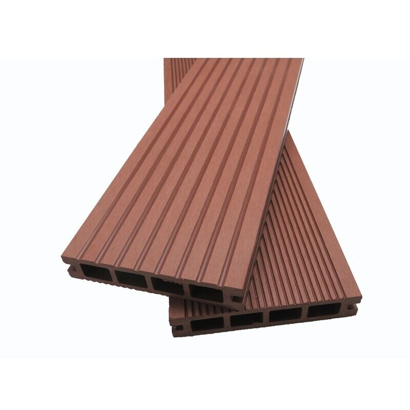 foto del prodotto tavola per terrazza in legno composito a nido d'ape doppio - colore - marrone rossastro, spessore - 25 mm, larghezza - 14 cm, lunghezza - 240 cm,