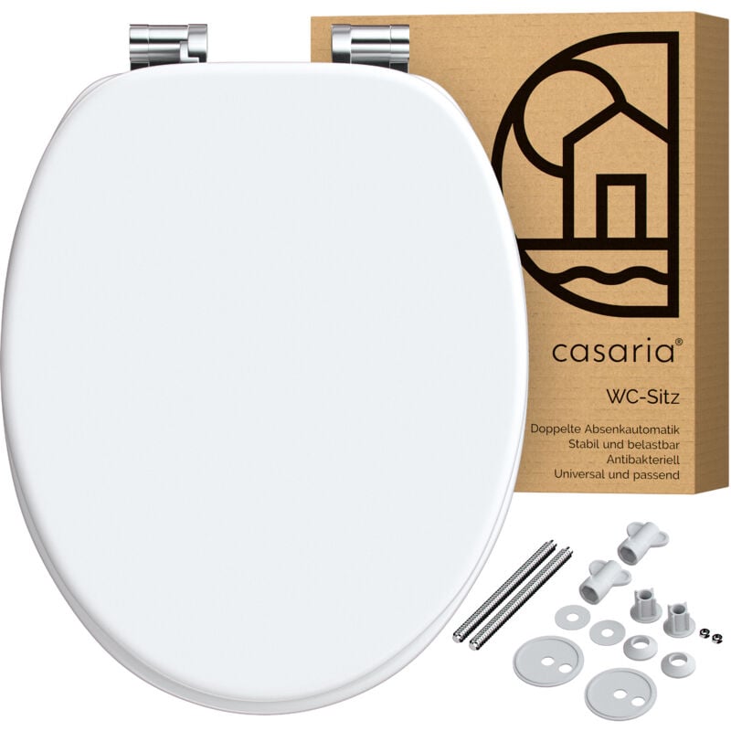 foto del prodotto tavoletta wc con chiusura ammortizzata mdf cerniere in metallo antiruggine bianco