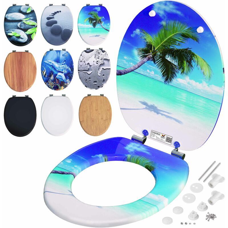 foto del prodotto tavoletta wc con chiusura ammortizzata - mdf - cerniere in metallo antiruggine spiaggia