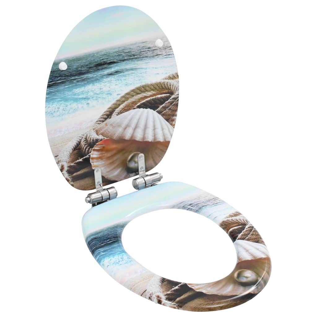 foto del prodotto tavoletta wc coperchio chiusura morbida mdf design a conchiglie cod mxl 40401