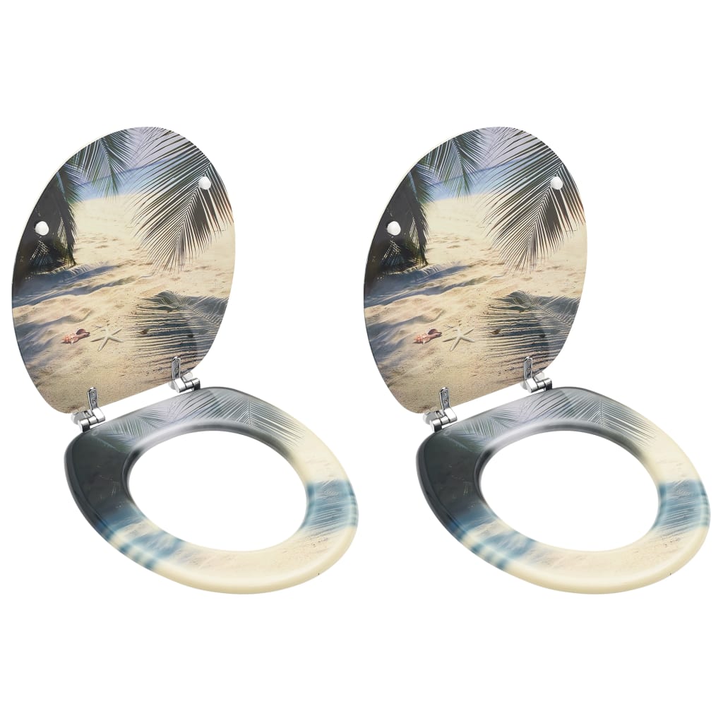 foto del prodotto tavolette wc con coperchi 2 pz in mdf design spiaggia cod mxl 70970