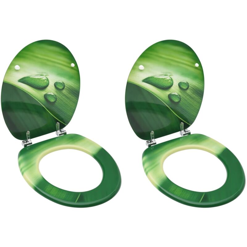 foto del prodotto tavolette wc e coperchi 2 pz in mdf verde design goccia d acqua vidaxl 373910