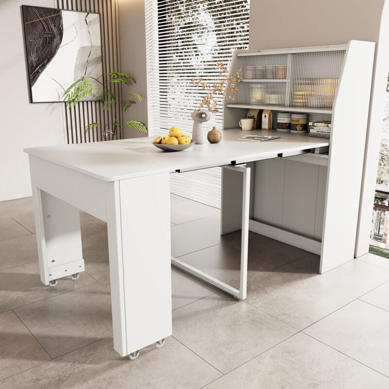 foto del prodotto tavoli da pranzo 52 132,5x810x76cm, retrattile, mobiletto portaoggetti, mobiletto da cucina con molto spazio di archiviazione, pannello truciolare,