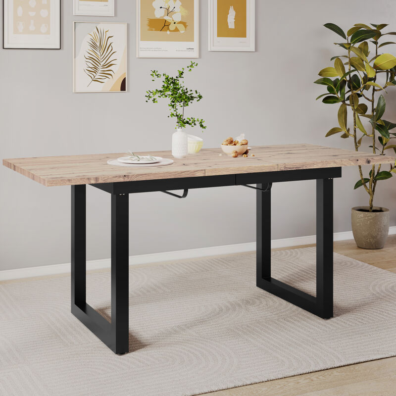 foto del prodotto tavoli da pranzo rettangolare 140 180x80x75cm, tavolino, retrattile, moderno, design venature del legno, mdf, nero rovere