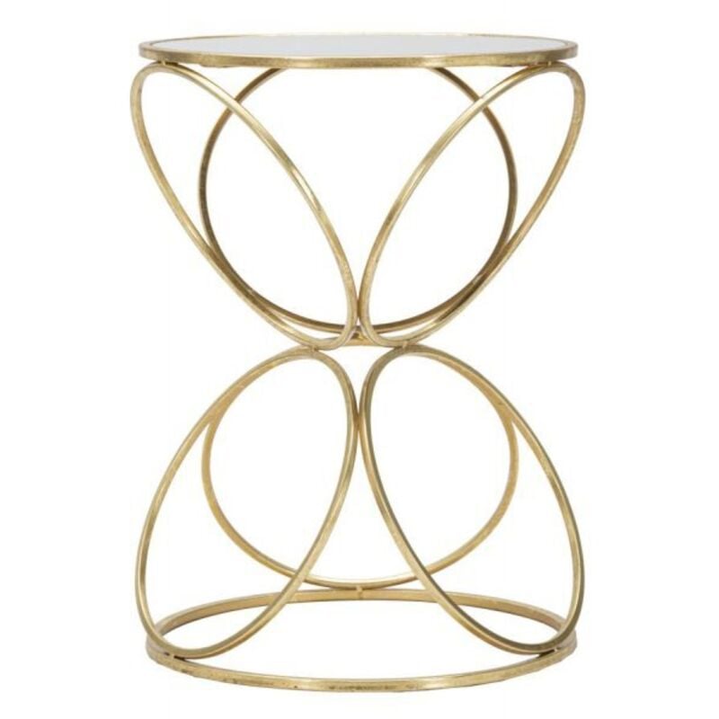 foto del prodotto tavolinetto circly struttura in metallo color oro ripiano in vetro per interni 38 x 53 cm