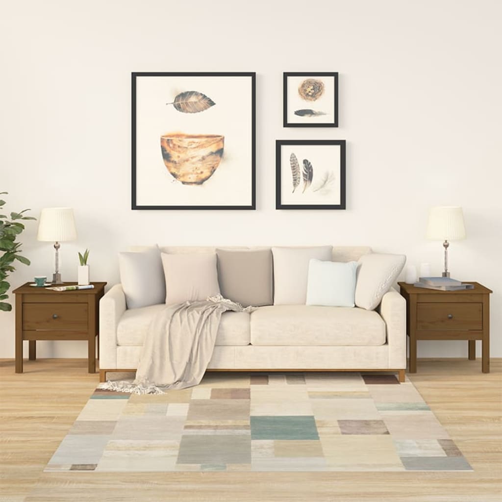 foto del prodotto tavolini 2 pz miele 50x50x49 cm legno massello di pino